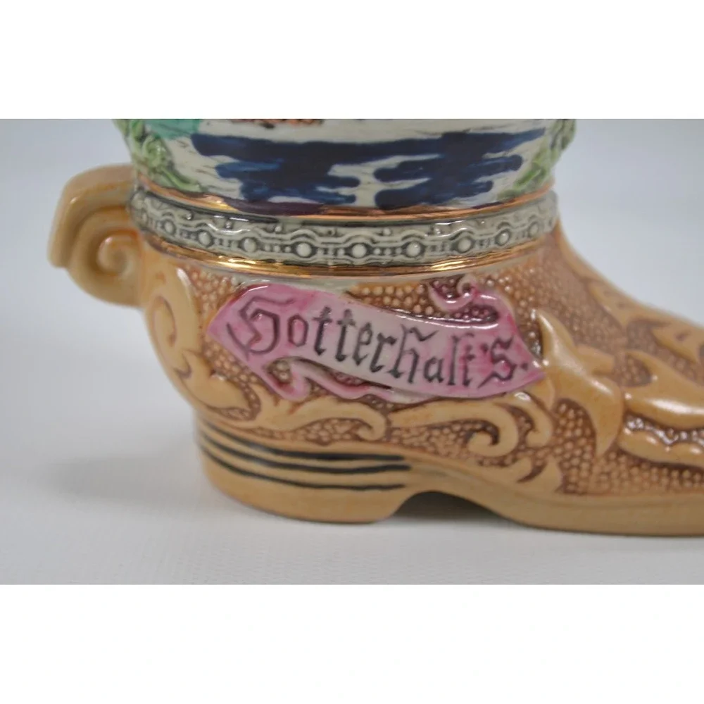 Vtg German Ceramic‎ Boot Shaped Beer Stein Mug Hopfen u. Malz Gotterhalt's 5